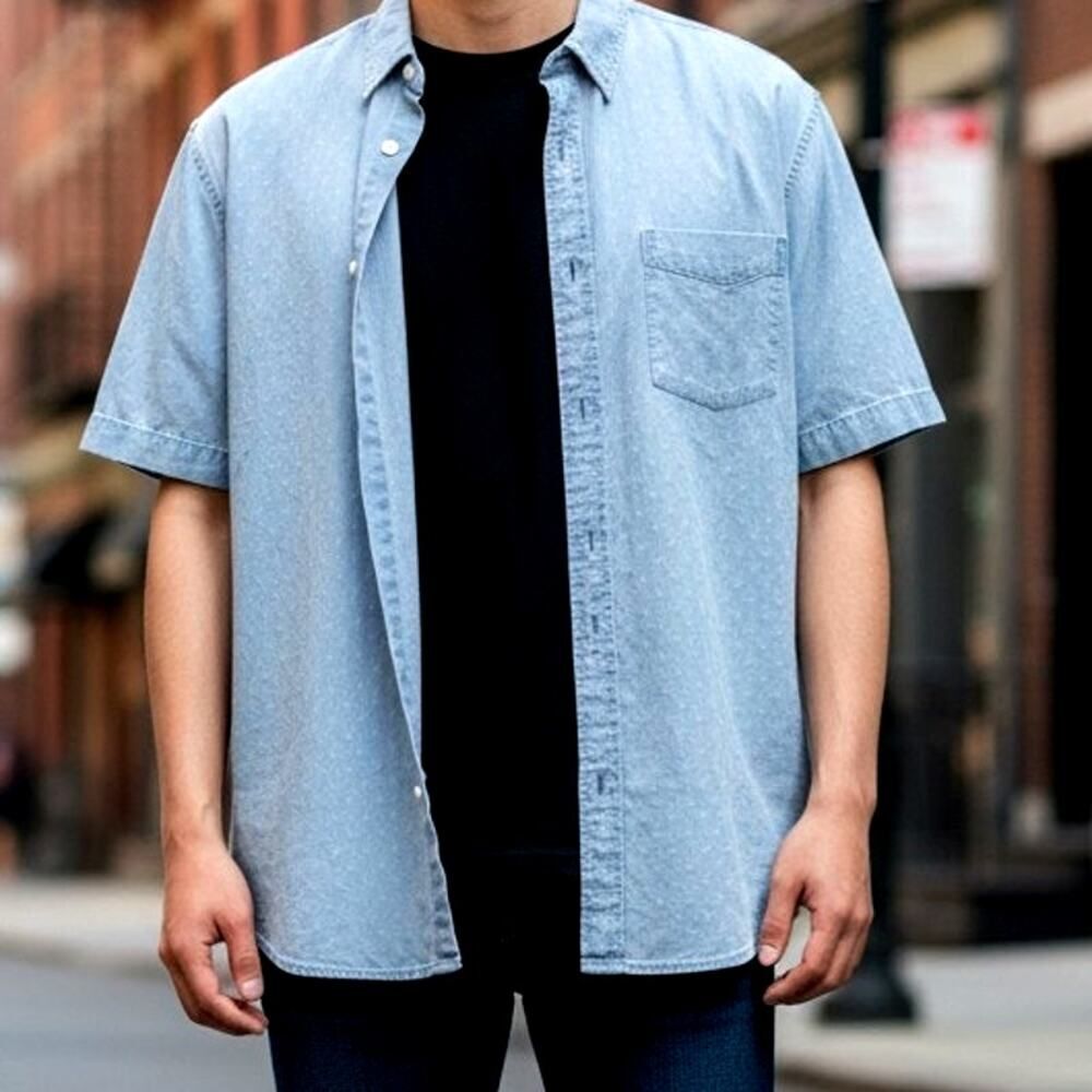 MUTUAL WEAVE Men's Blue Button-Down Short Sleeve Shirt - Size: XXL
